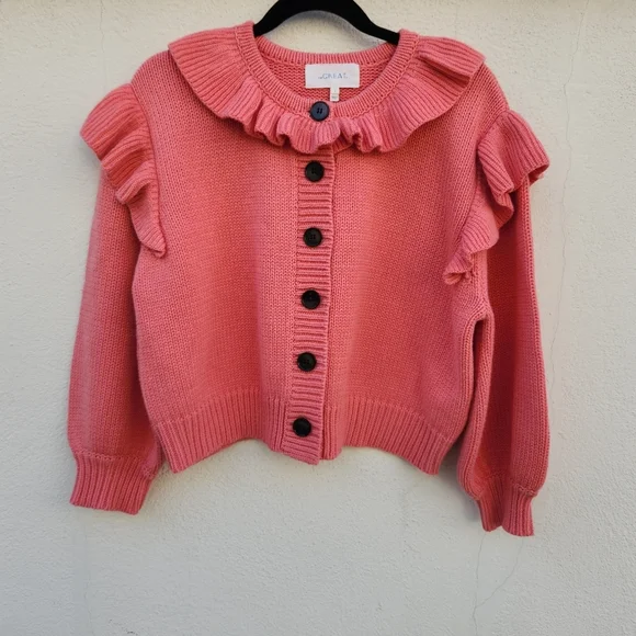 THE GREAT. Coral Ruffle Cardigan Cardigans